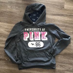 Grey PINK Branded Vintage Hoodie Large